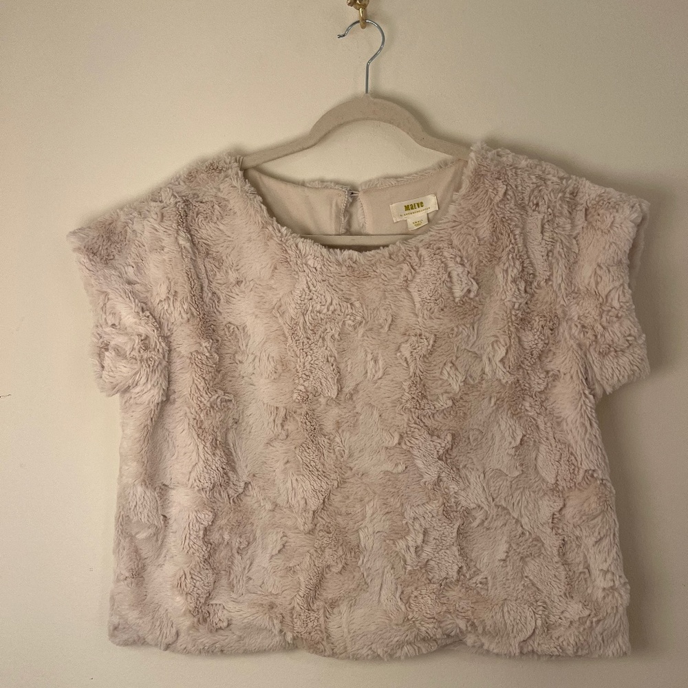 Anthropologie Crème Faux Fur Shirt/Vest